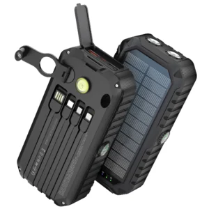 40,000mAh Solar Power Bank with Hand Crank & 4 Cables