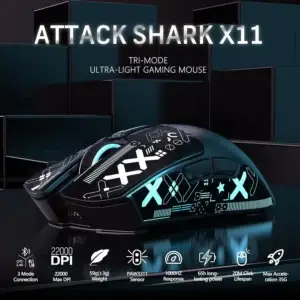 Attack Shark X11 Tri-Mode Wireless Gaming Mouse with RGB Charging Dock – 22,000 DPI