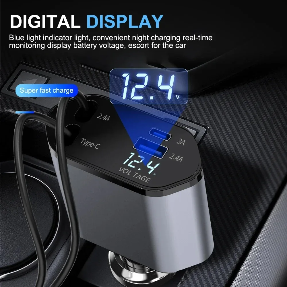 4-in-1 Retractable Car Charger - Image 3