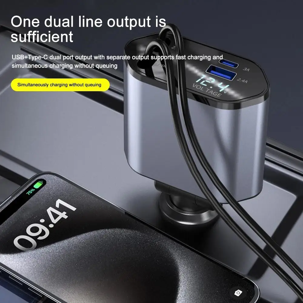 4-in-1 Retractable Car Charger - Image 5