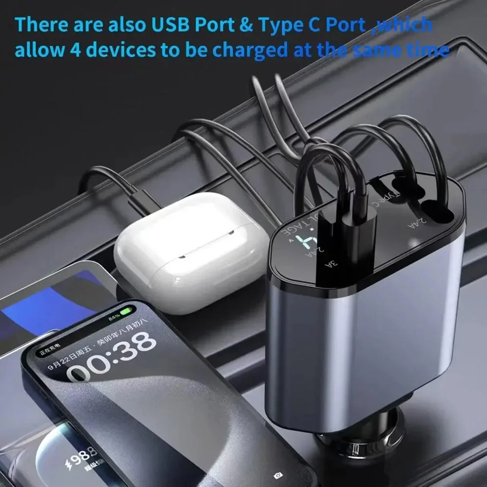4-in-1 Retractable Car Charger - Image 4