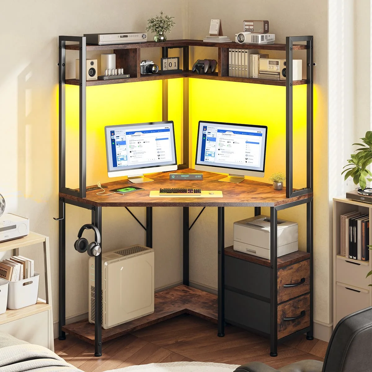 LED Corner Gaming Desk with Power - Image 10