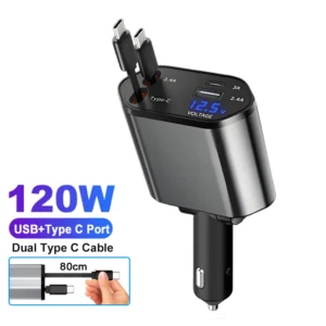 120W 4-in-1 Retractable Car Charger - Thumbnail Image 9