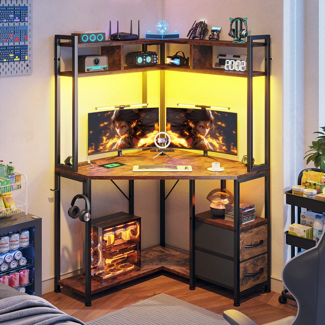 LED Corner Gaming Desk with Power - Image 4