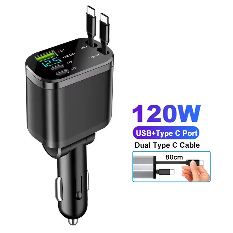 120W 4-in-1 Retractable Car Charger - Image 8