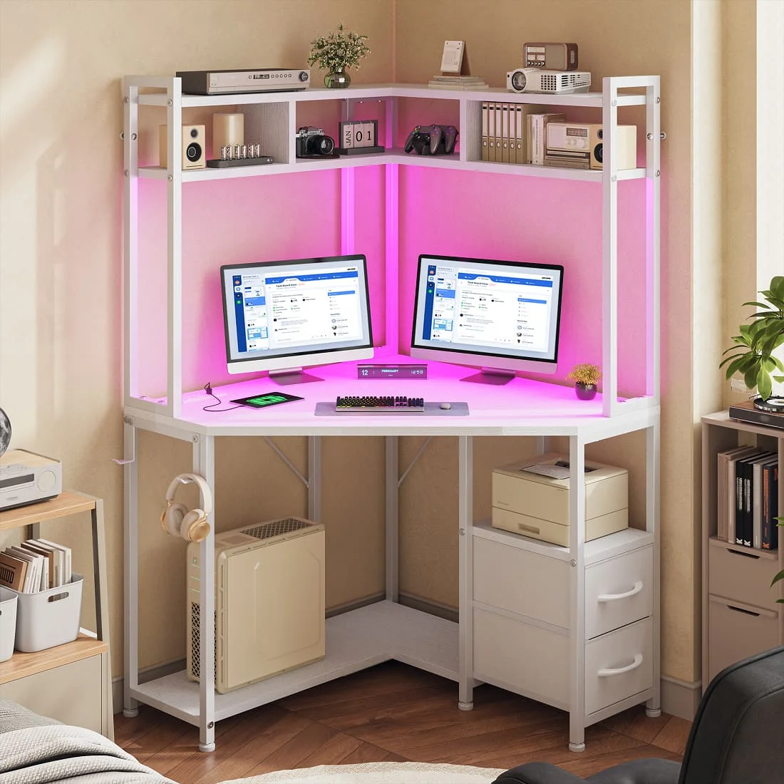 LED Corner Gaming Desk with Power - Image 2