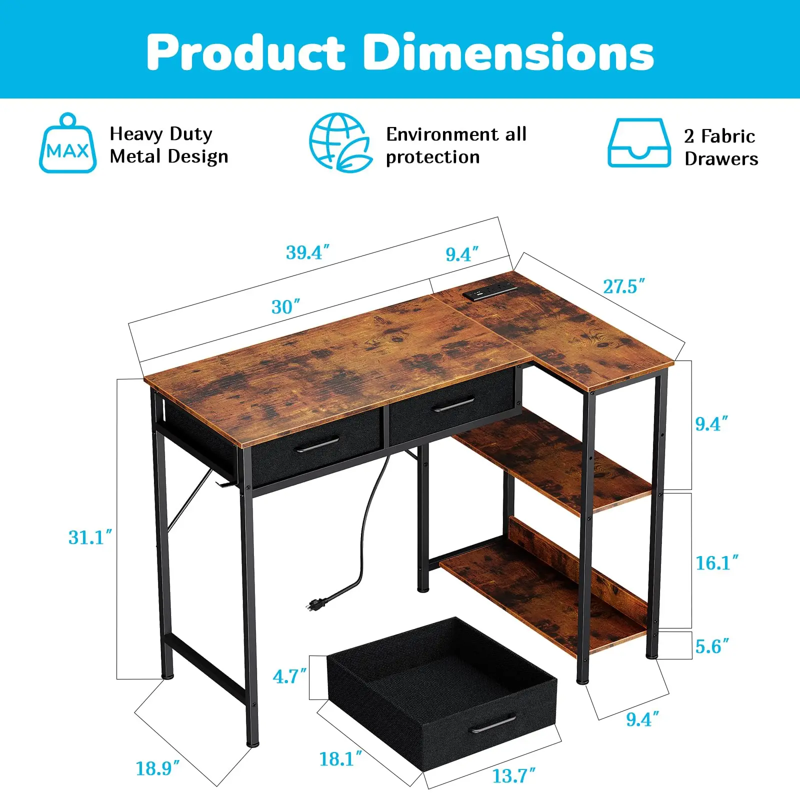 40-Inch L-Shaped Gaming Desk - Image 4